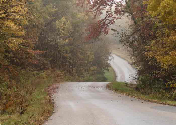 Juneau County Rustic Road Lee Rd in fall with turning road